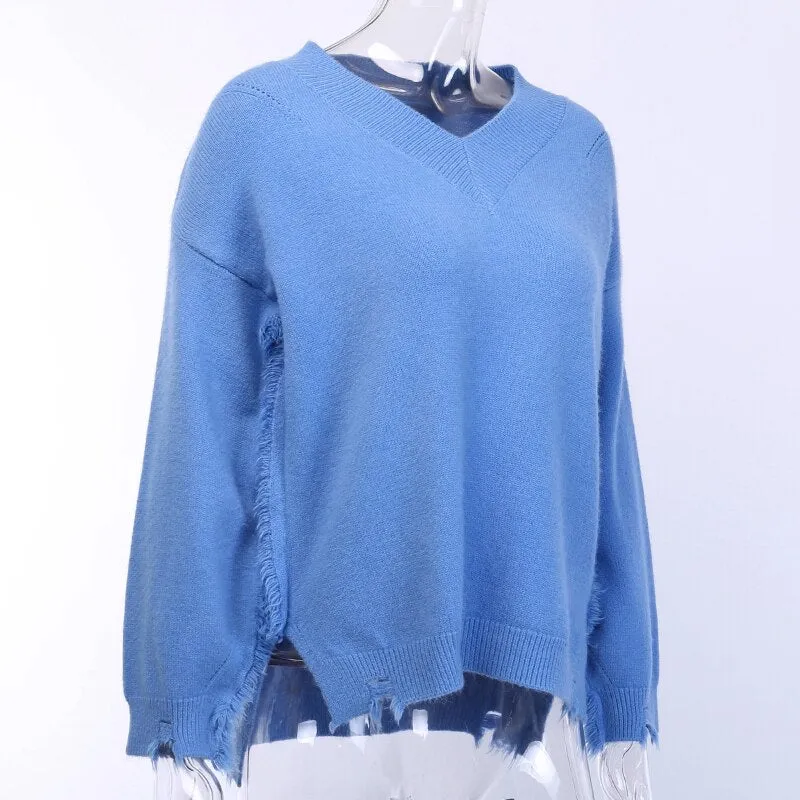 Women's Autumn/Winter Warm V-Neck Knitted Slim Pullover