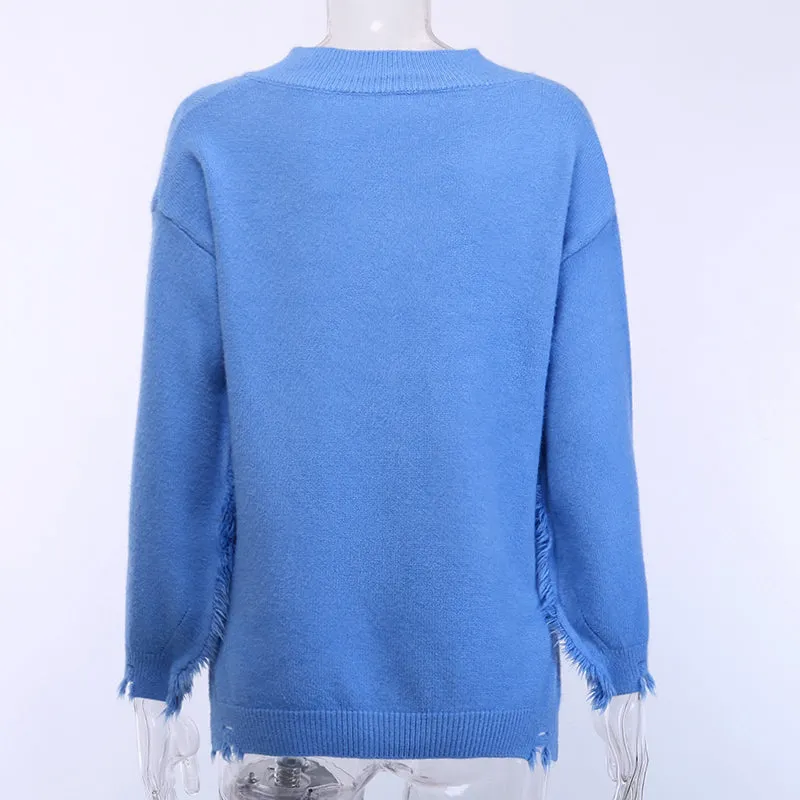 Women's Autumn/Winter Warm V-Neck Knitted Slim Pullover