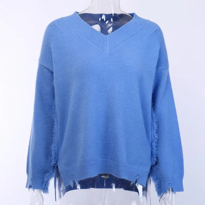 Women's Autumn/Winter Warm V-Neck Knitted Slim Pullover