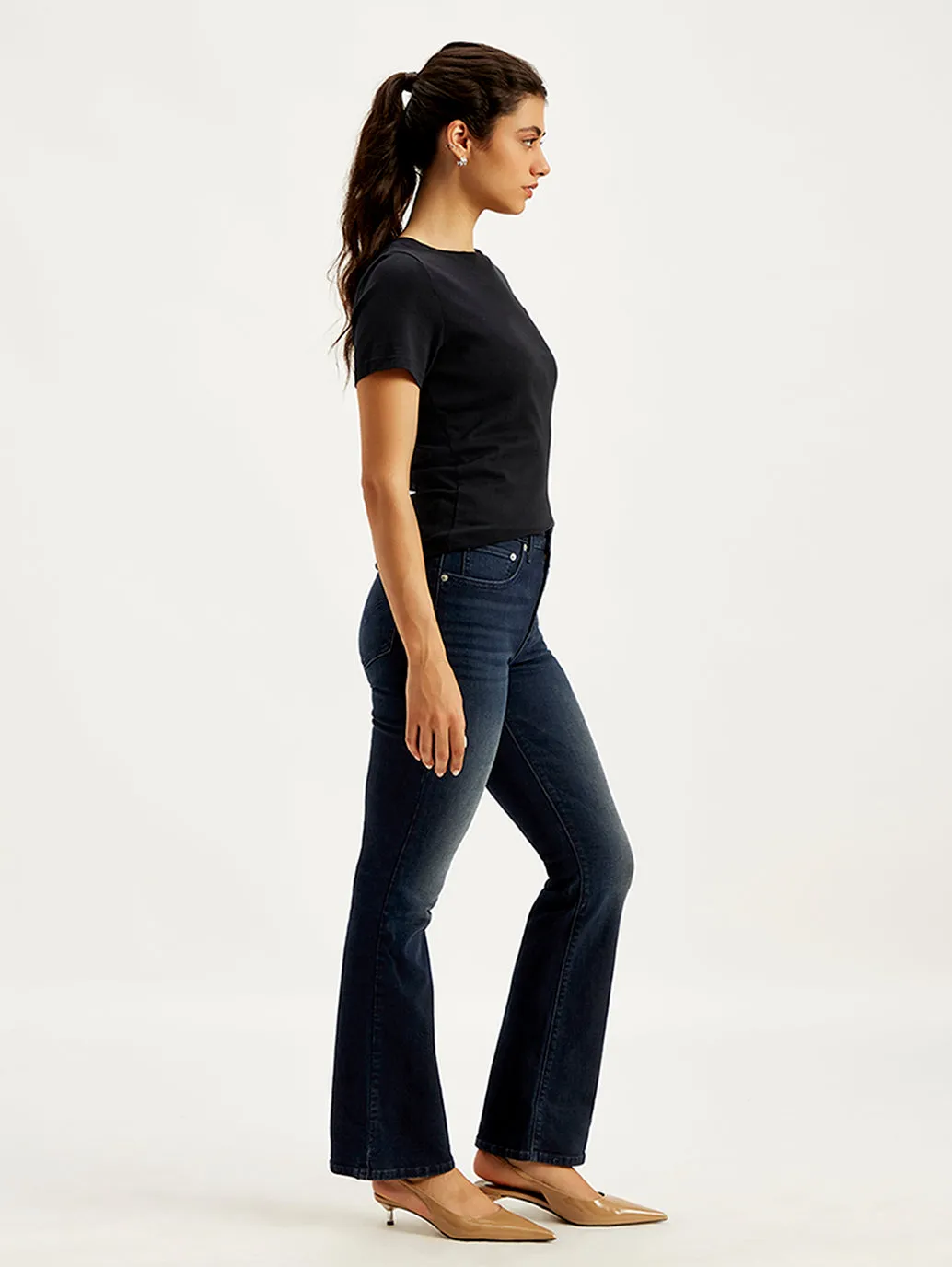 Women's High Rise 725 Slim Bootcut Fit Navy Jeans