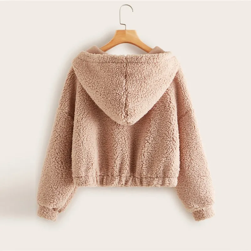 Women's Spring Casual V-Neck Hooded Sweater