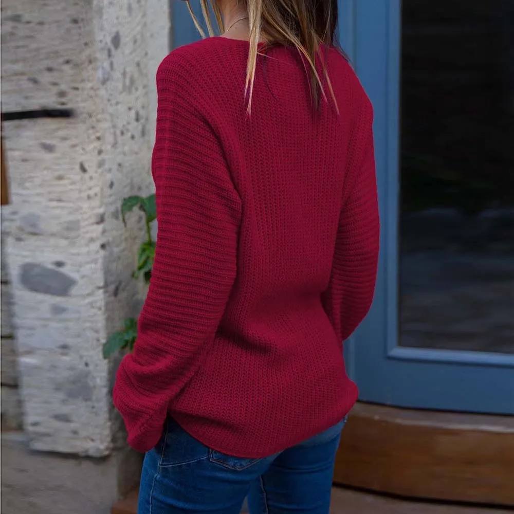 Women's Winter Casual V-Neck Sweater