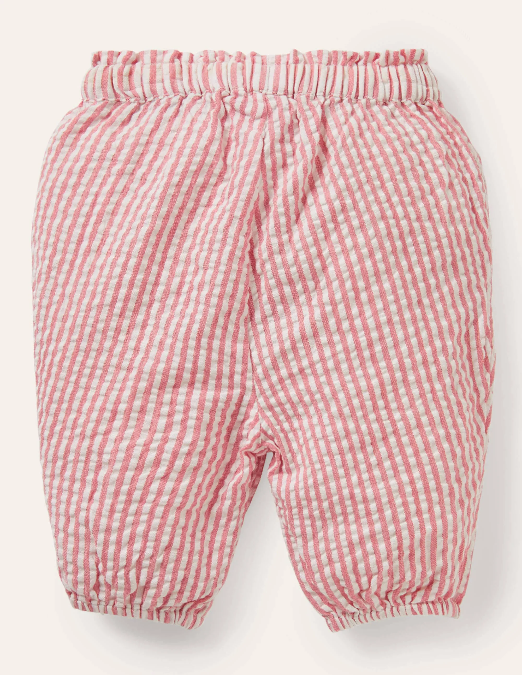 Woven Paperbag Trousers-Ivory/Boto Pink Ticking